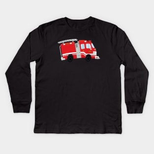 Cute Firetruck Design Kids Long Sleeve T-Shirt